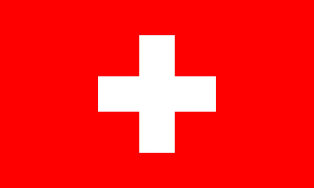 Schweizer Flagge mit einem weißen Kreuz auf rotem Hintergrund.