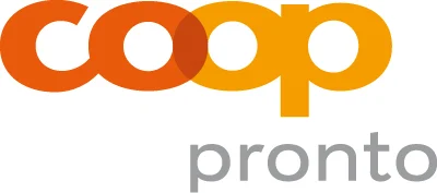 „Coop pronto“-Logo mit „Coop“ in Orange und „pronto“ in Grau darunter.
